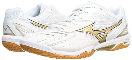 Mizuno Бадминтонные кроссовки Wave Fang PRO, Бело-золотые, Размер 25.5 см, 2E