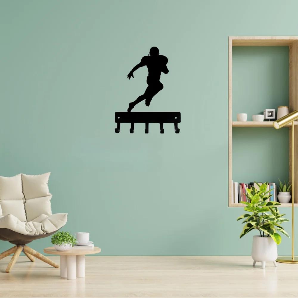 1pc Promotion Football Receiver Sport Key Hooks Holder Small 6 Inch Wide Hallway Key Holder Bathroom Towel Hooks Wall Sticker