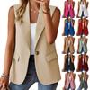 Women's Solid-color Sleeveless Cardigan Suit Jacket