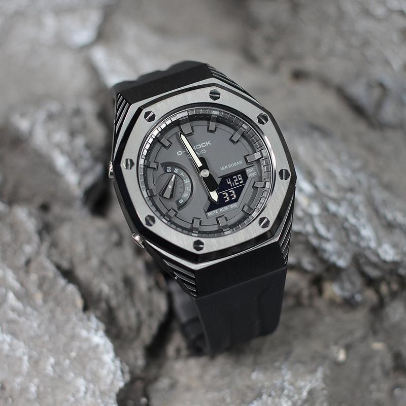 CASIO Custom Collection GA 2100 1A1 Stopwatch Electronic Movement Rubber Strap Watch Unisex GA-2100-1A1(Watch4--)