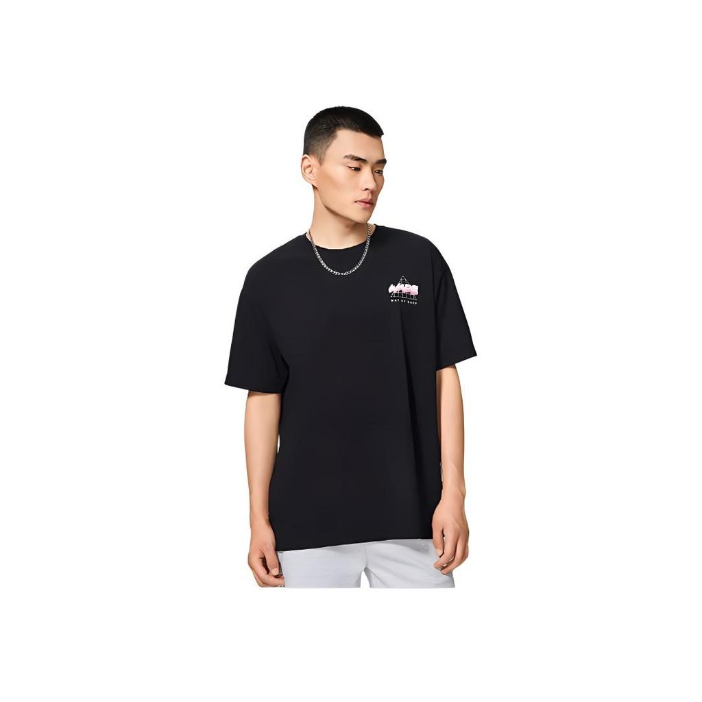 Li-Ning Футболка Wade Series Ice-Sense Loose с коротким рукавом и принтом букв на спине, унисекс, цвет черный AHSS783-7