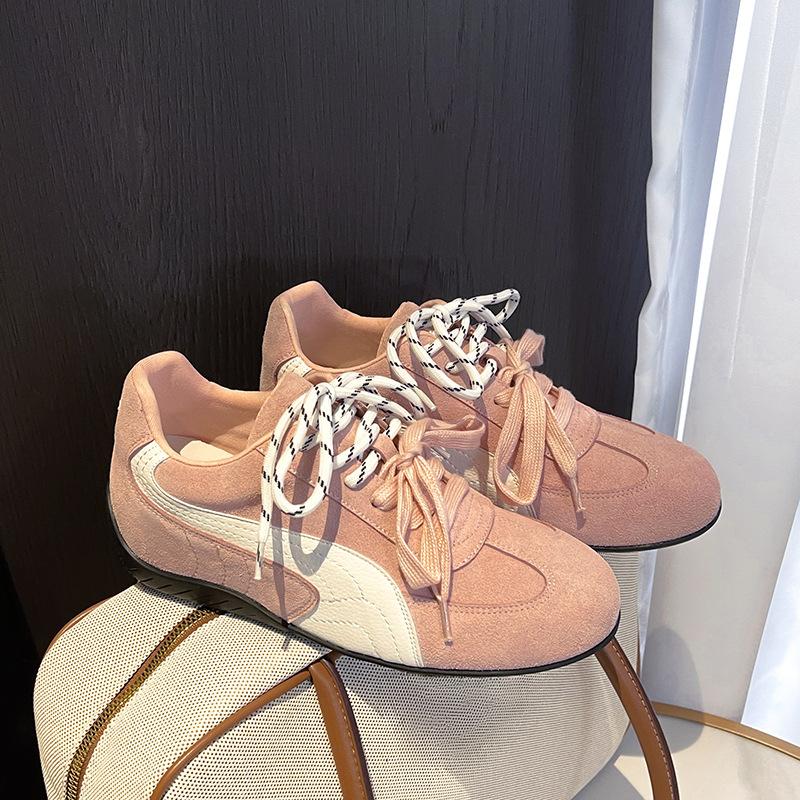 2025 Autumn and Winter New Pair of Shoelaces Color Matching Fashion Casual Shoes Women's Full Sheepskin Low-top Agande Training Board Racing Shoes