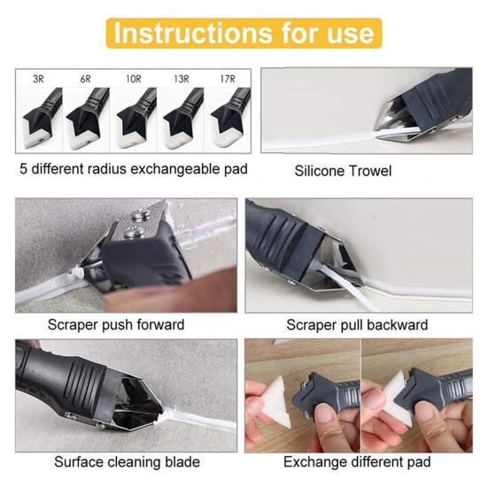 Glue Scraper Metal Spatula Head High Hardness Wear-Resistant Detachable Rubber Head Flexible Replacement 3-in-1 Shovel Scraper Angle Tool