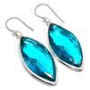 Swiss Blue Topaz Gemstone Handmade 925 Sterling Silver Earring 2.25" I9p27