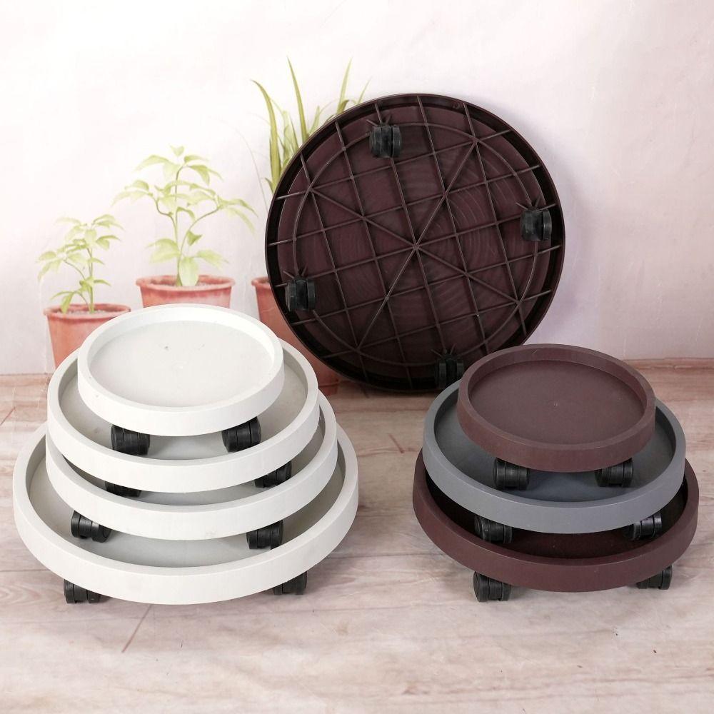 Whith 360-degree Rolling Flower Plant Pot Tray Movable Flower Planter Stand Gardening Supplies
