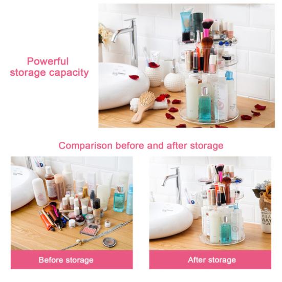 Органайзер для косметики, вместительный многоцелевой прозрачный вращающийся на 360 градусов органайзер для косметики