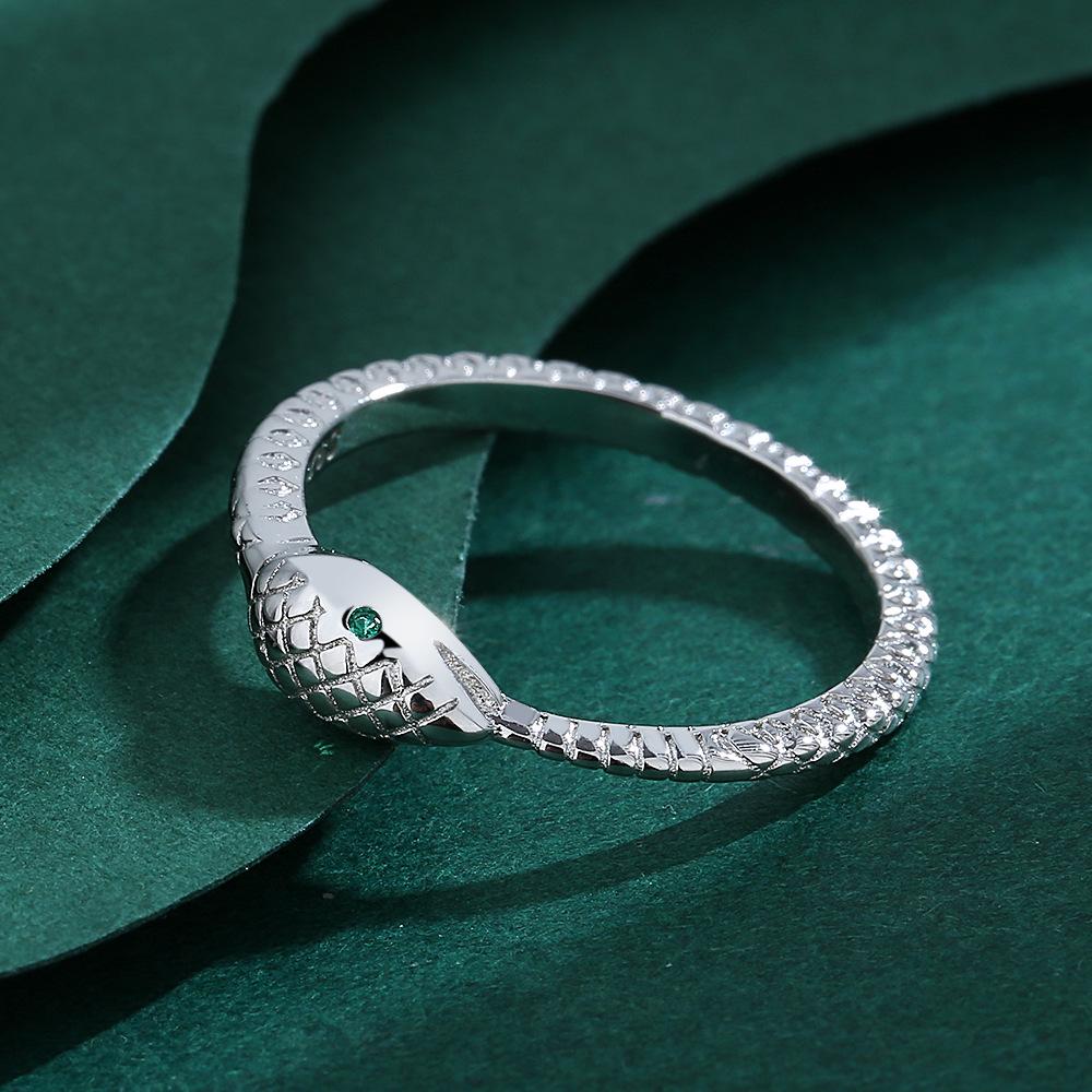 Милое кольцо-змея из стерлингового серебра 925 пробы для женщин - Модное кольцо на палец в японском стиле с дизайном змеи