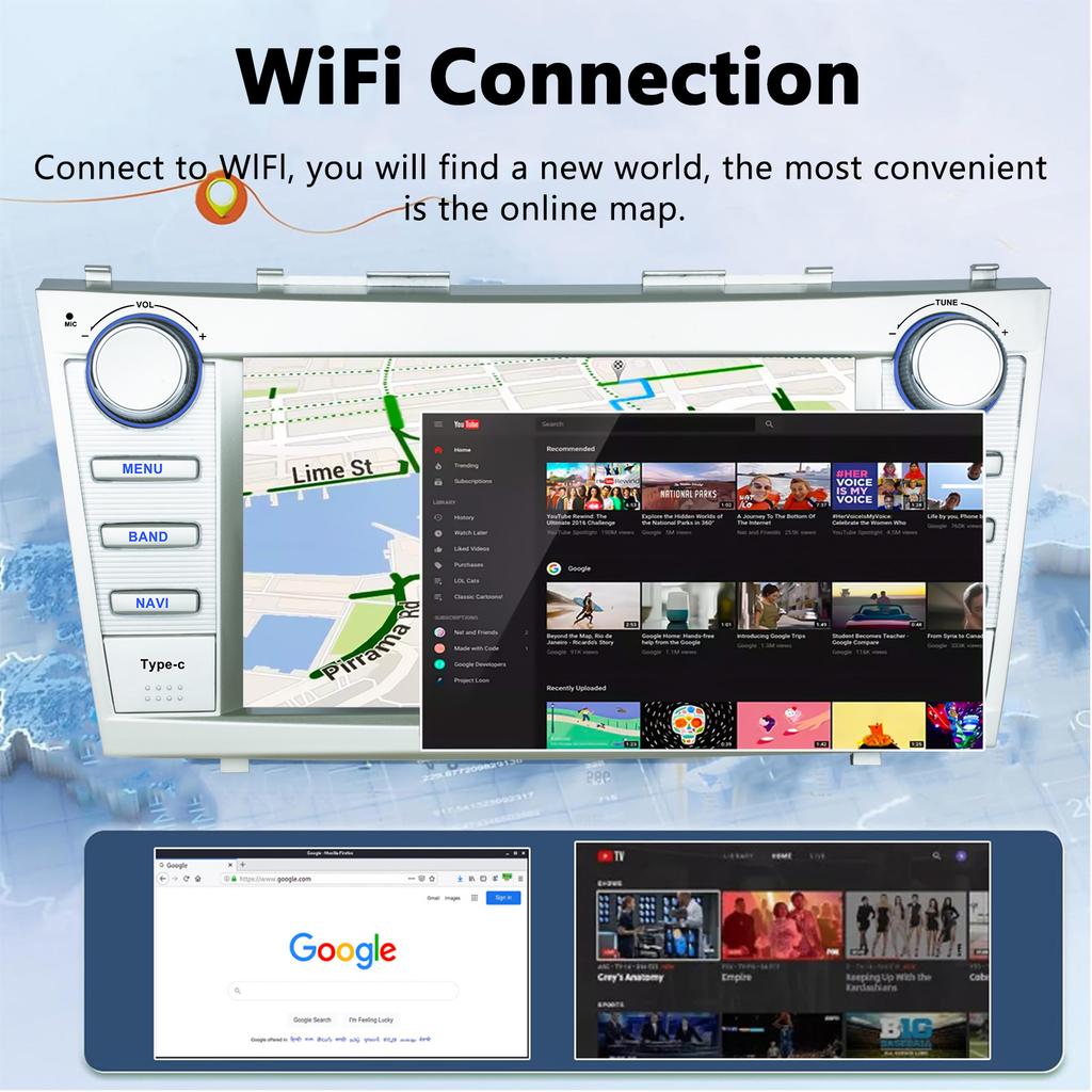 Android 13 Car Radio For Toyota Camry XV40 Aurion 2007-2011 Carplay Head Unit Multimedia Player GPS Navigation Stereo