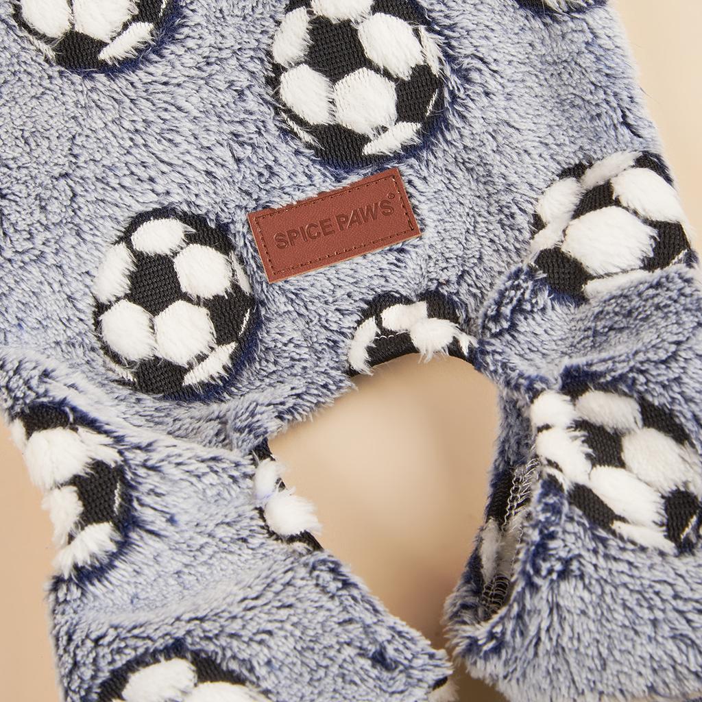 Plush Dog Pajamas for Small Dogs Girl Winter Warm Puppy Pjs Fleece Clothes Sweater Outfit Cold Weather Dog Football Sports Pet