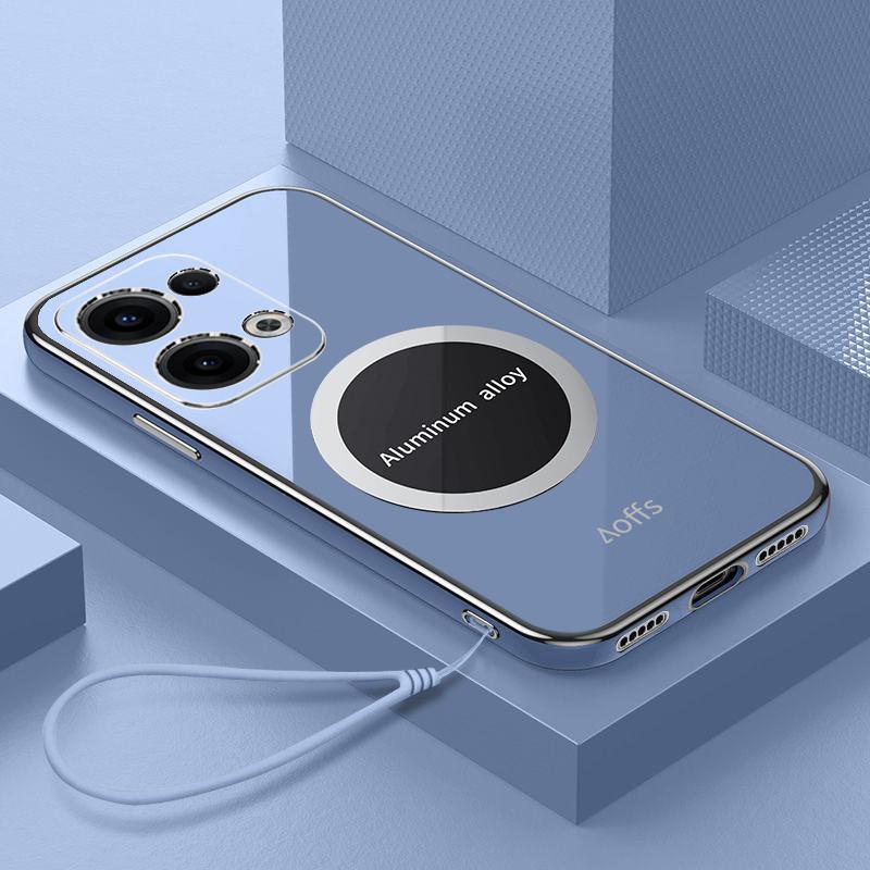 For Oppo Reno13 Pro Case Oppo Reno 13 Phone Case Luxury Square Plating Magnetic Attraction ShockProof Silicone Back Cover