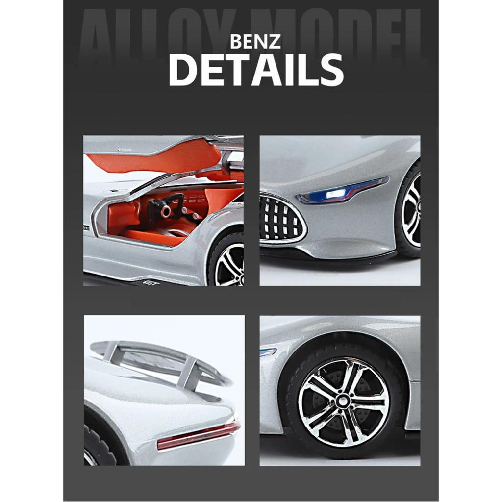 1/24 Benzs Vision GT Alloy Concept Sports Car Model Diecast Metal Racing Car Vehicles Model Simulation Sound Light Kids Toy Gift