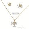 1 Pair Stud Earrings +1 Pc Necklace With Golden Maple Leaf Design Copper Jewelry Set Zirconia Inlaid Vintage Elegant Style Trendy Female Gift