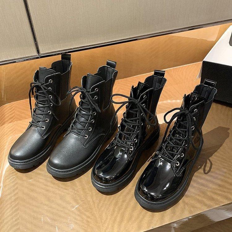 Botas женские мотоциклетные ботильоны на танкетке женские на платформе со шнуровкой весенние черные кожаные оксфордские туфли женские 2024 Botas Mujer