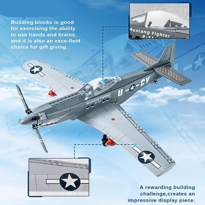 285 шт. Военный истребитель P-51 Mustang, строительные блоки, армейские развивающие кирпичи для детей, игрушки на день рождения, рождественские подарки