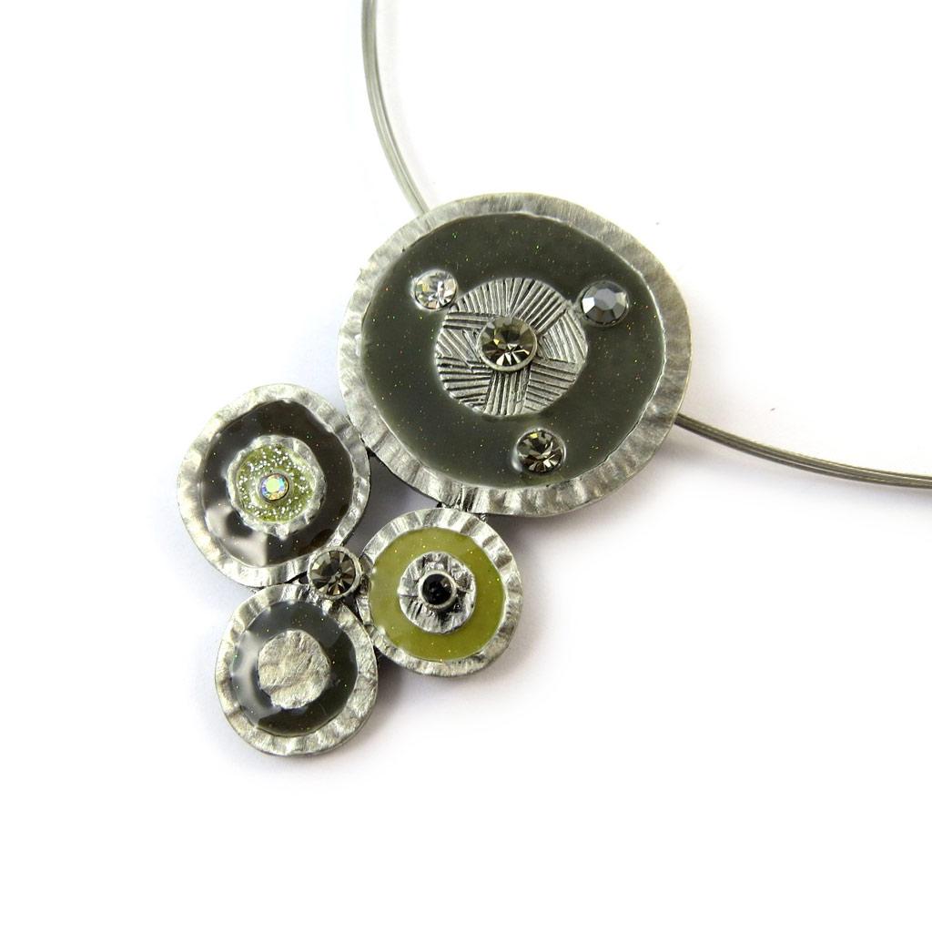 Les Trésors De Lily [E2471] — Серое дизайнерское колье «Мимозы»