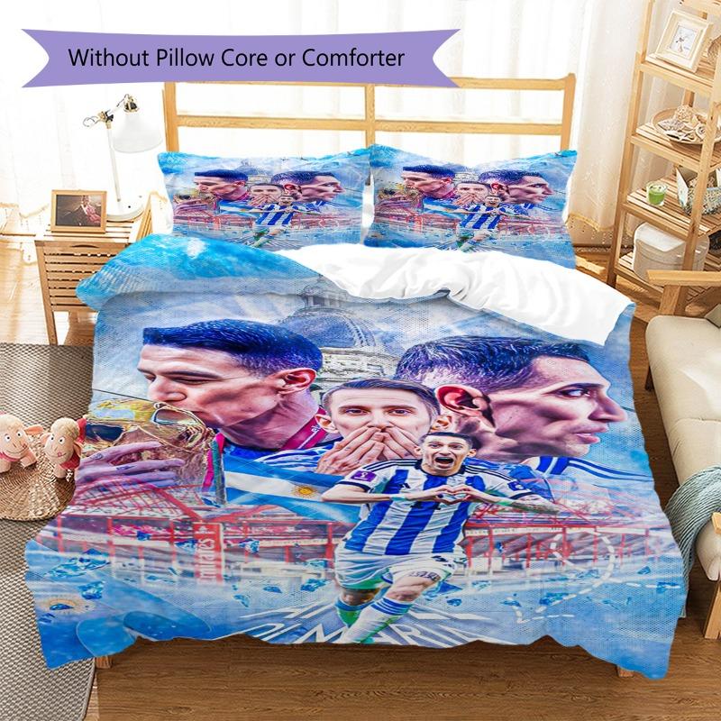 Argentina Football Star World Cup Tribute Print 3‑Pieces Duvet Cover Set Sports Bedding Without Pillow Core or Comforter