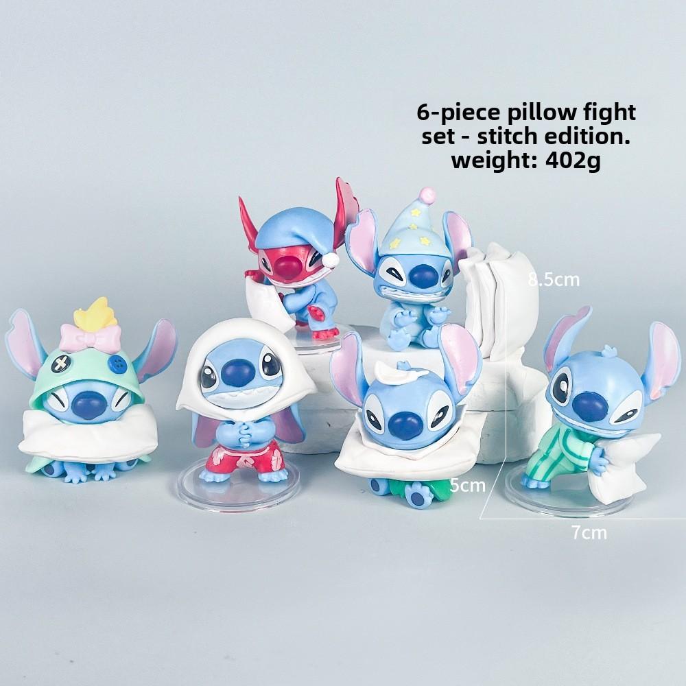 6 Pcs Stitch Sleepwear Pillow Design Mini Model Desktop Ornament Decor Set For Kids And Fans
