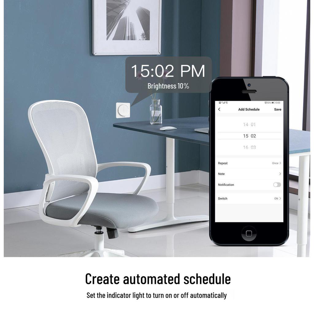 Zigbee Tuya Stepless Dimming Smart Home Rotary Switch with APP & Voice Control