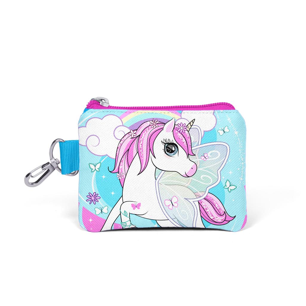 coral high Kids Blue Neon Pink Unicorn Patterned Coin Purse 21811