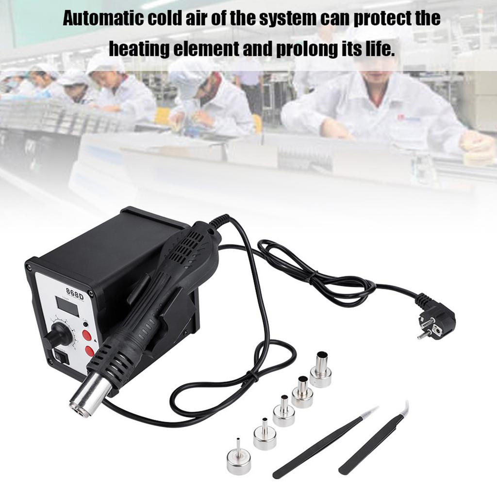 868D 700W Digital Display Hot Air Gun Heat Gun Rework Station with 5 Nozzles
