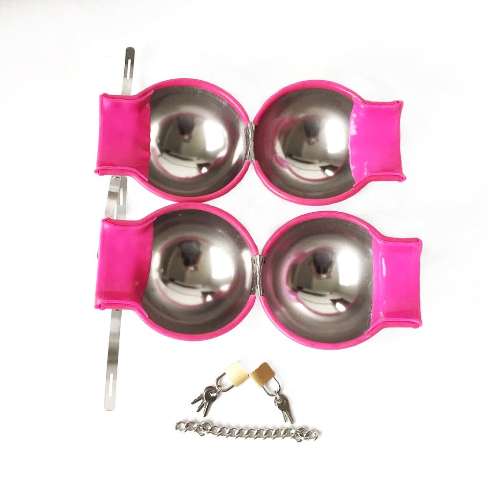 Metal Ball Helmet Handcuffs Restraint Multi Colors Full Cover Head Hood Wrist Cuffs Bondage Erotic Sex Toys for Couple