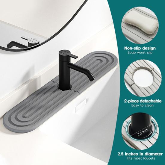 Коврик для крана, защита от брызг, быстросохнущий коврик для кухонного крана, дренажный коврик, впитывающий воду каменный поддон для столешницы в ванной