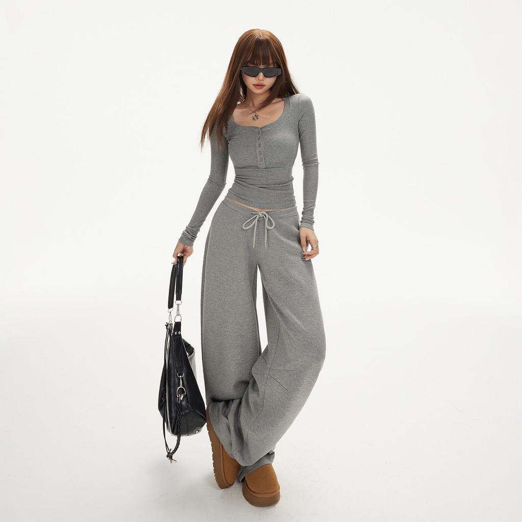 Женские брюки американского ретро-стиля, облегающего кроя, с V-образным поясом и широкими штанинами, коллекция осень/зима 2025