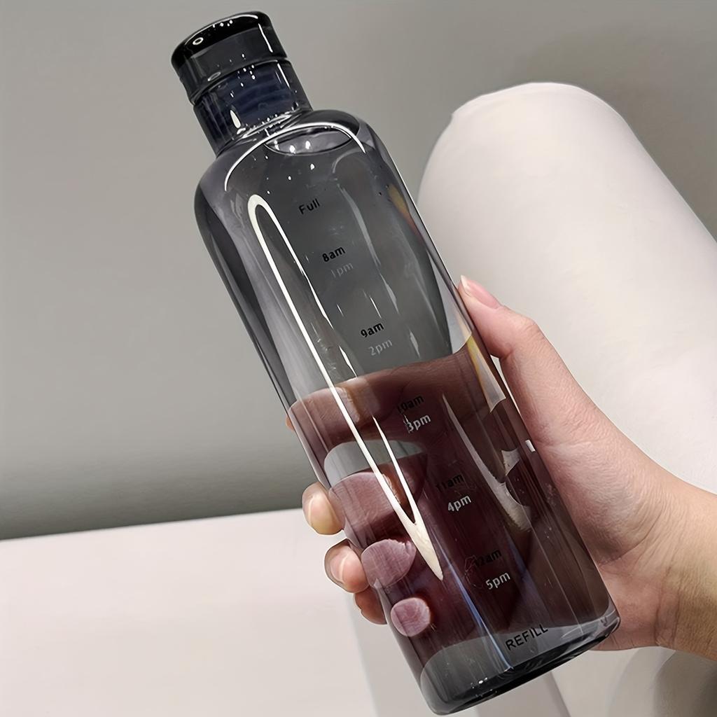 16.9oz/500ml Простая чашка со шкалой времени, прозрачная пластиковая чашка, модная прозрачная спортивная бутылка для воды, герметичная, портативная, для сока, молока