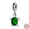 New 925 Sterling Silver Blue Green Pink Tortoise Dangle Charm Bead Fit Original  Bracelet Pendant DIY Jewelry For Women