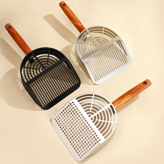 Совок для кошачьего туалета из нержавеющей стали, просеивающая лопатка с длинной ручкой, совок для уборки отходов домашних животных, инструмент для чистки кошачьего туалета