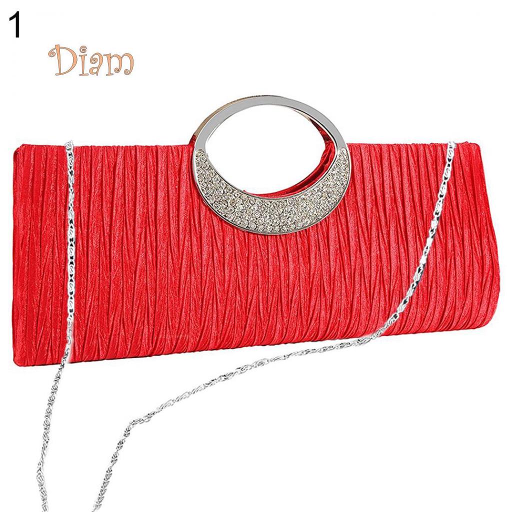GQ Женская роскошная атласная плиссированная вечерняя сумка со стразами, вечерняя сумочка-клатч