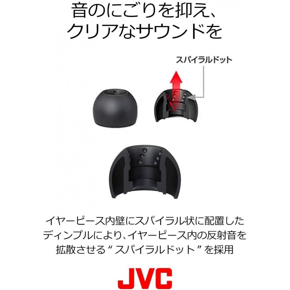 JVC EP-FX9S-B Replacement Earpiece Spiral Dot 6 Pieces S Size Black