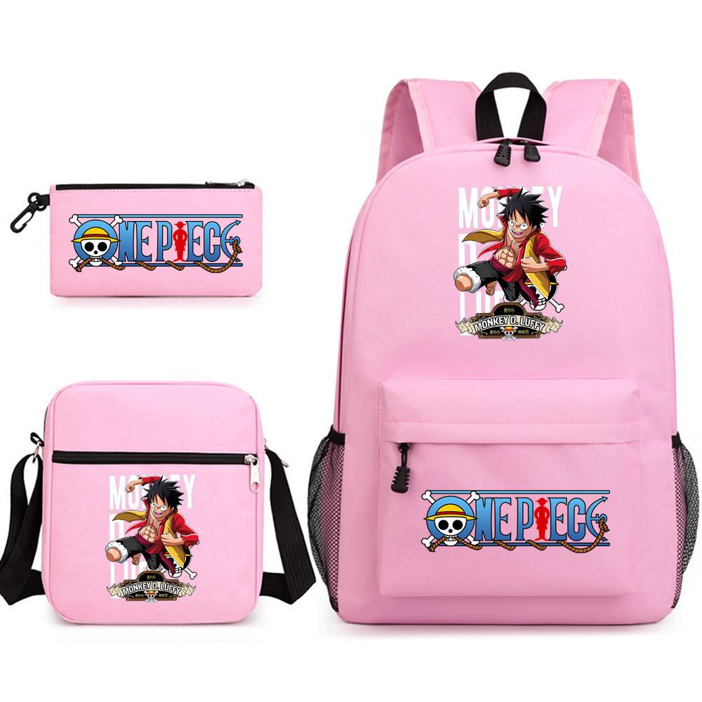 One Piece Anime Backpack for Students Outdoor Campus Bookbag with Pencil Case Digital Print