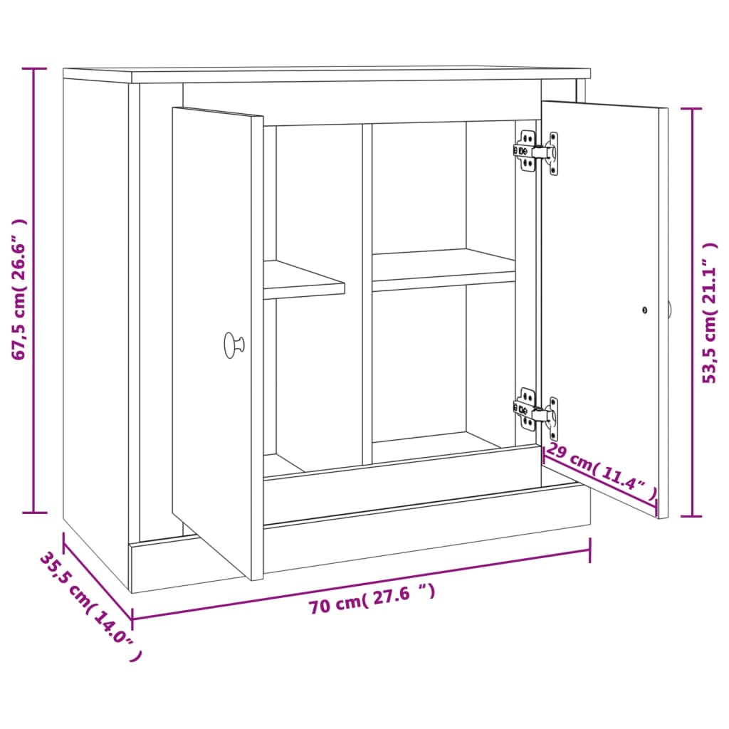 Sideboard Smoked Oak 70 x 35.5 x 67.5 cm Particleboard