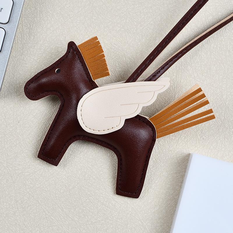 Брелок-подвеска в виде пони Пегаса с кисточкой - милый кожаный мультяшный контрастный цветной шарм