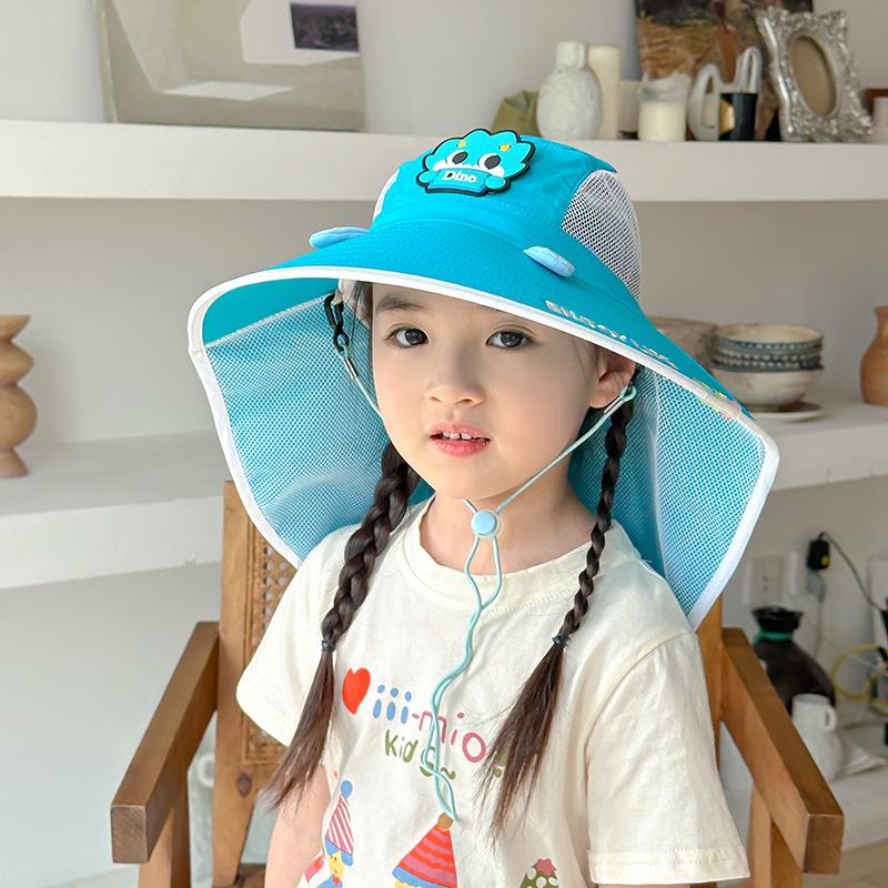 Children's Hat Summer Cartoon Sun Protection Sun Hat Face Protection UV Mesh Breathable Boy and Girl Shawl Hat