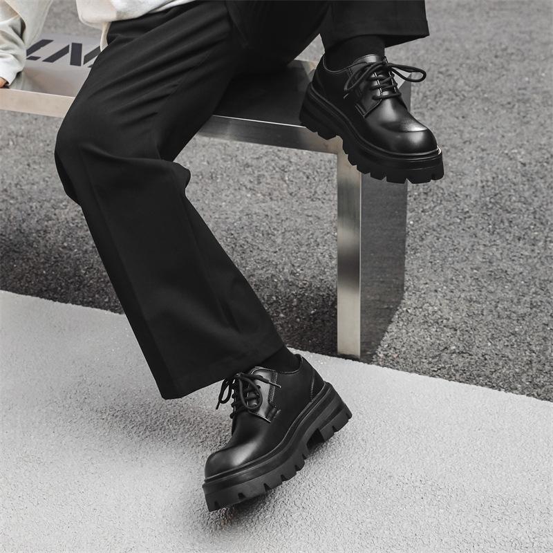 Мужская обувь 2024 новая деловая в британском стиле повседневная на толстой подошве увеличивающая рост с большим носком кожаная обувь рабочая обувь дерби 5052-J