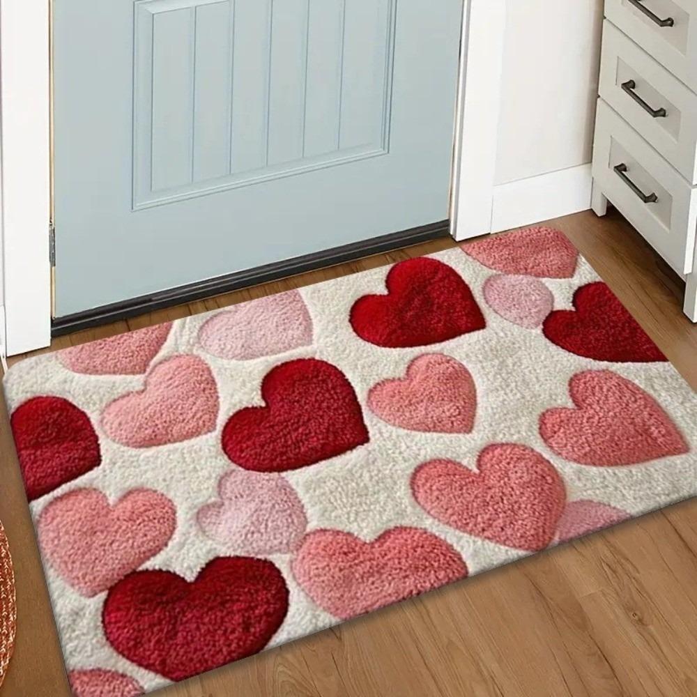 Flower Letter Absorbent Mat Love Heart Door Mat Creative Bathroom Mat  Wet Areas