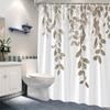 1 Бежевая и коричневая шторка для душа с каскадными листьями - Мягкие серые тона, спокойная природная красота Полиэстеровая шторка для душа
