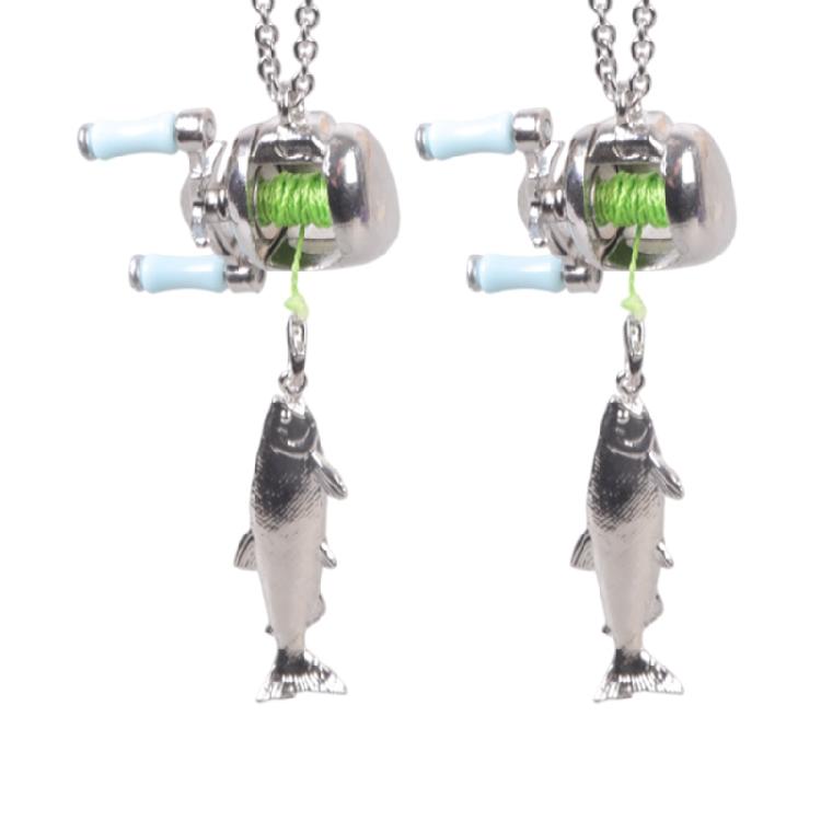Рыболовная тематика Миниатюрная катушка Украшение Металлическая миниатюрная катушка Кулон Ожерелье Уникальный подарок для рыболовов