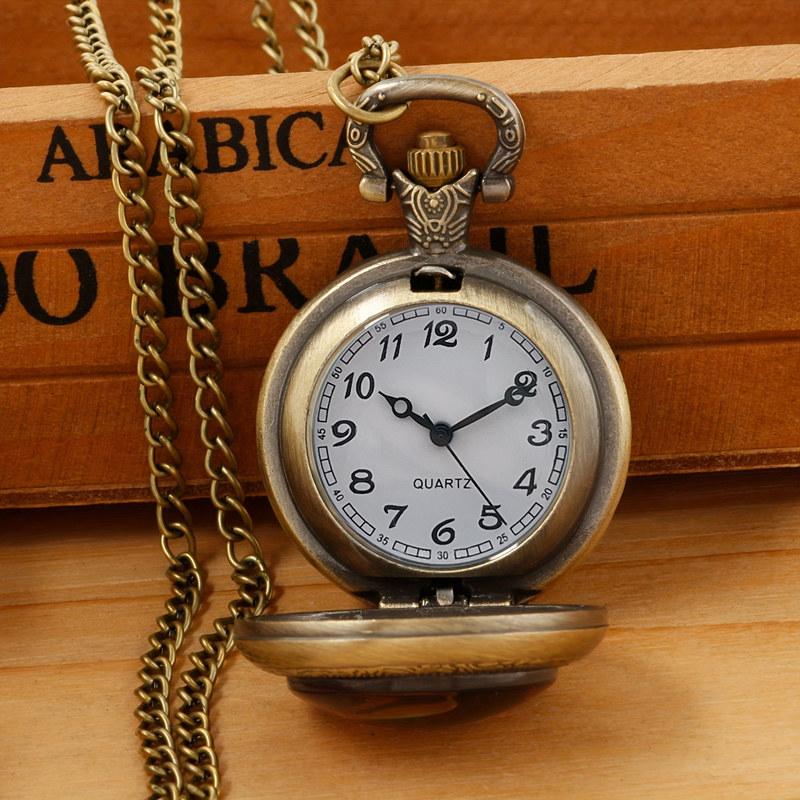 Vintage Pocket Watch Mermaid Clock with Necklace Chain Lovers Pendant Gift