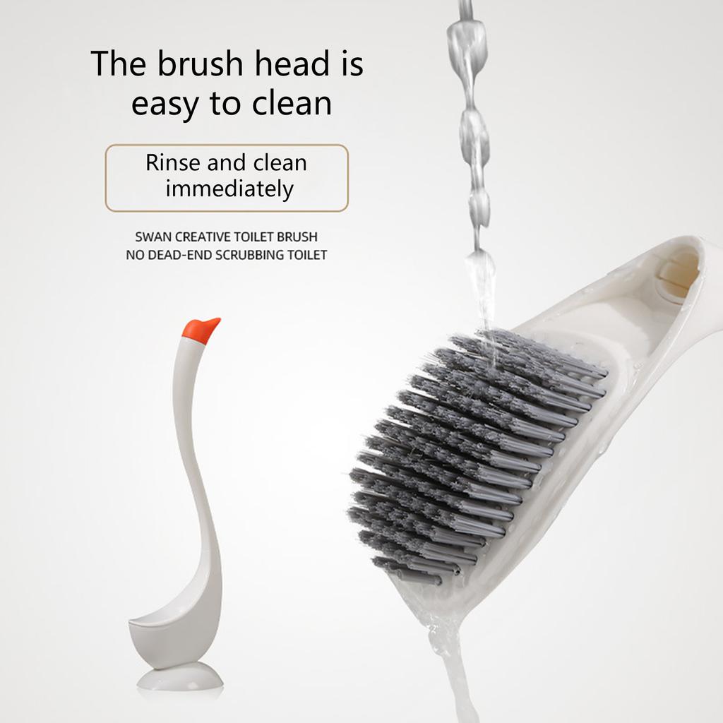 Туалетная щетка в форме лебедя с держателем и удлиненной ручкой, набор плунжеров, мягкая густая щетина для глубокой очистки пятен в ванной комнате