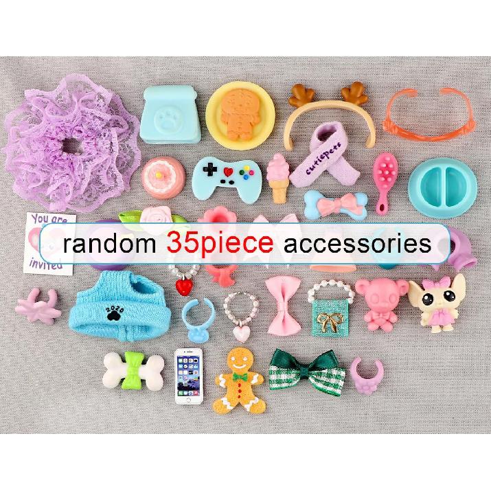 Случайный набор из 35 шт. Милые Аксессуары для питомцев lps, Кружки-снежинки Шляпа Юбка Мороженое Куртка Одежда Банты Ошейники Торт Медведь Ожерелье для lps Кошки Колли
