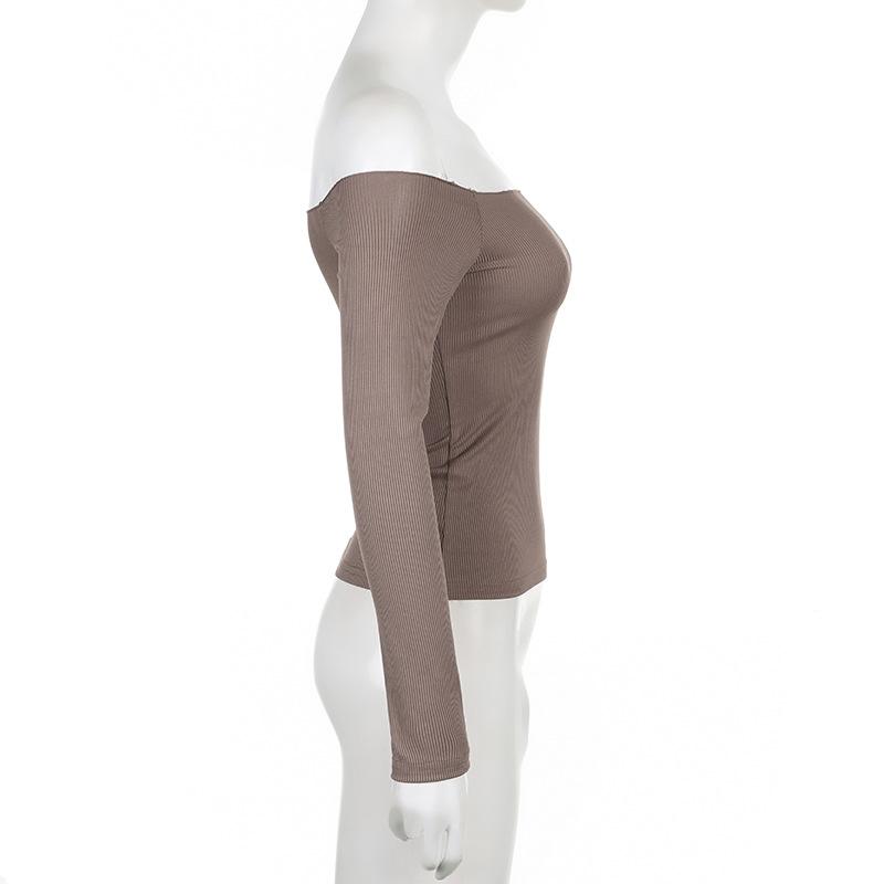 Черные однотонные элегантные топы с длинными рукавами, корейская модная тонкая сексуальная укороченная футболка, женская осенняя одежда