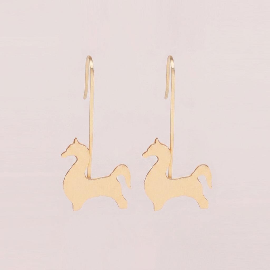 Alma Horse Handmade Brass Earrings