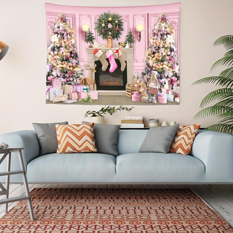 Christmas Tapestry Wall Hanging Christmas Gift Background Cloth Polyester Tapestry For Bedroom Living Room Party Home Decoration