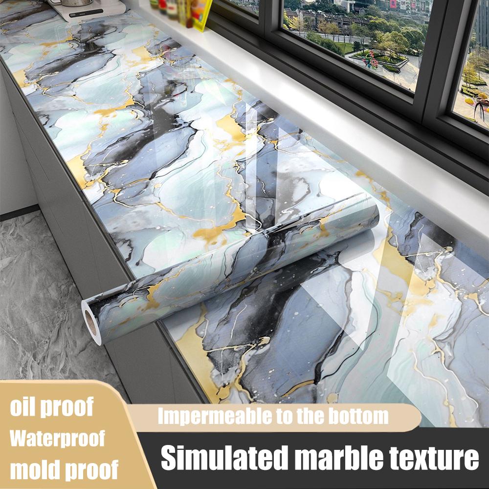 40cm DIY Kitchen Oil Resistant Living Room Bedroom Marble Wall Stickers Wallpaper Waterproof Wallpaper Self Adhesive Painting