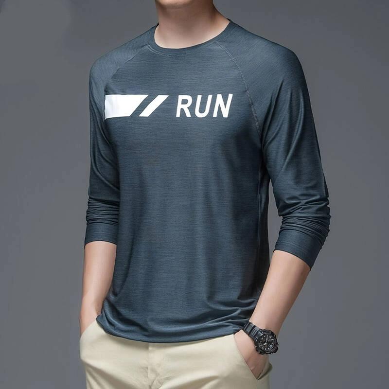 Fashion Gradient Graphic Men's T Shirts Autumn Man Clothes Crew Neck Long Sleeve T-Shirts Tops Men's T-Shirt Outdoor Pullover
