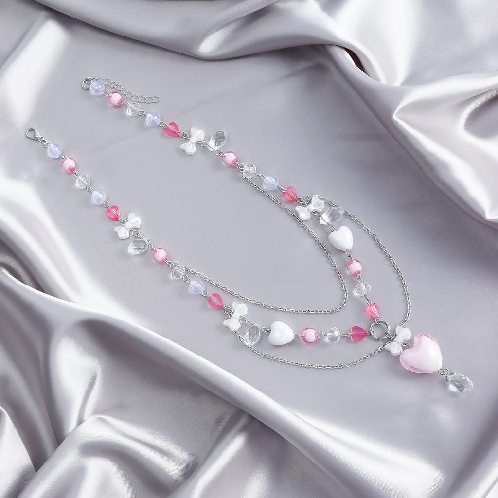 Elegant Multilayer Necklace Heart Pendant Necklace Stylish Neck Jewelry Unique Necklace Perfect Gift for Fashion Lover