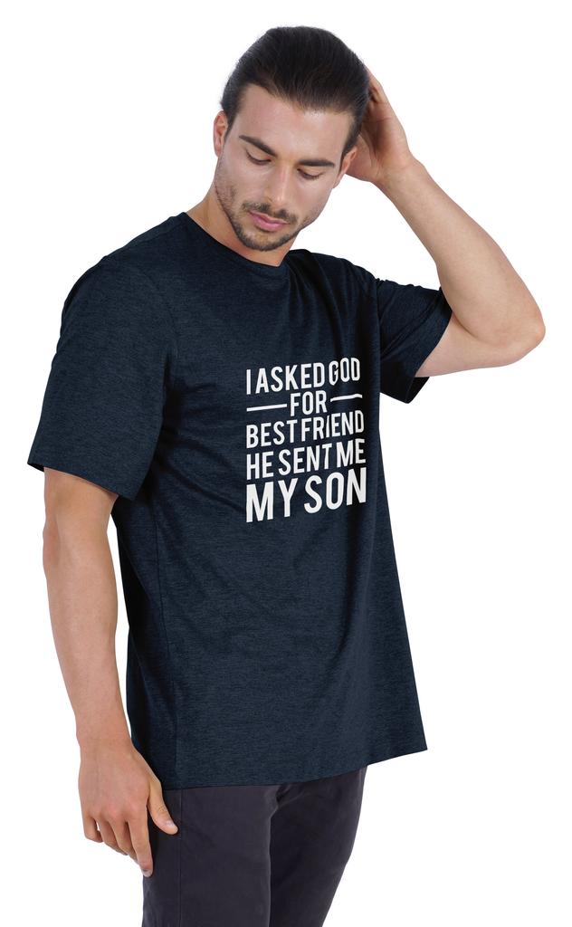 Inkmeso Men  S Graphic Printed   I Asked God For Best Friend He Sent Me My Son   Tshirt Crew Neck Tee For Father Son
